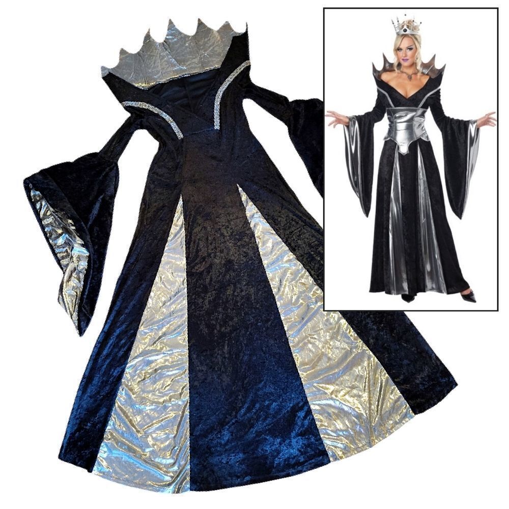 California Costumes Y2K MalevolentβQuenn Black Velvet Silver Metallic Gothβ Gown